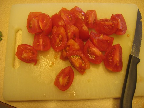 Cut up th e tomatoes